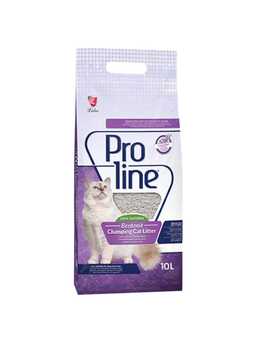 Бентонитовый комкующийся наполнитель Лаванда для кошачьих туалетов Proline - 10л