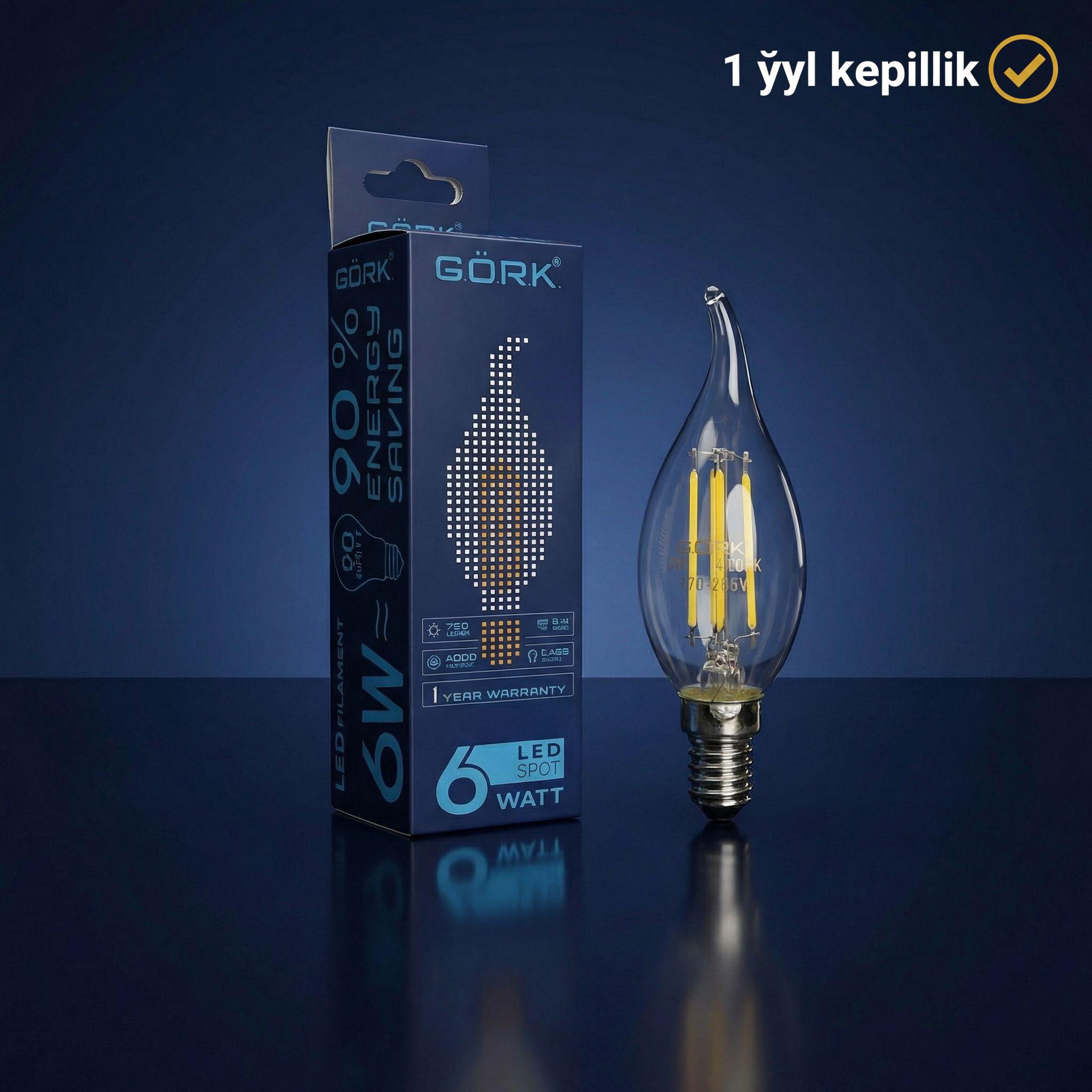 Lampa G.Ö.R.K. 6w_ca35_e14_4000k_filament