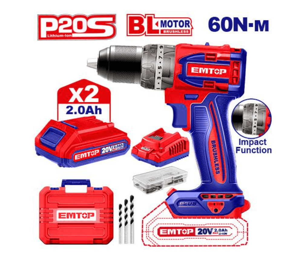 Akkumulýatorly drel EMTOP ECIDL20602