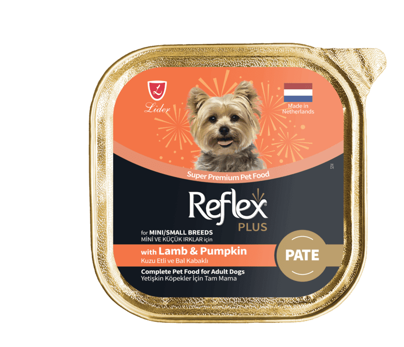 Miniatýura we kiçi tohumly güjükler üçin Reflex Plus Organic Salmon Pate 85 gr    
