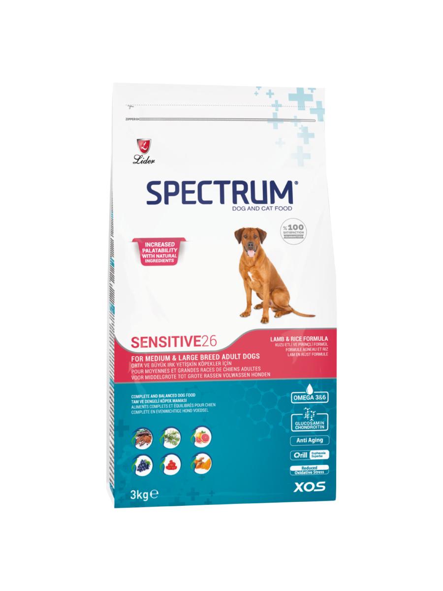 Orta we Uly tohumly duýgur itler üçin iýmit Spectrum Sensitive 26 - goýun eti we tüwi 3kg