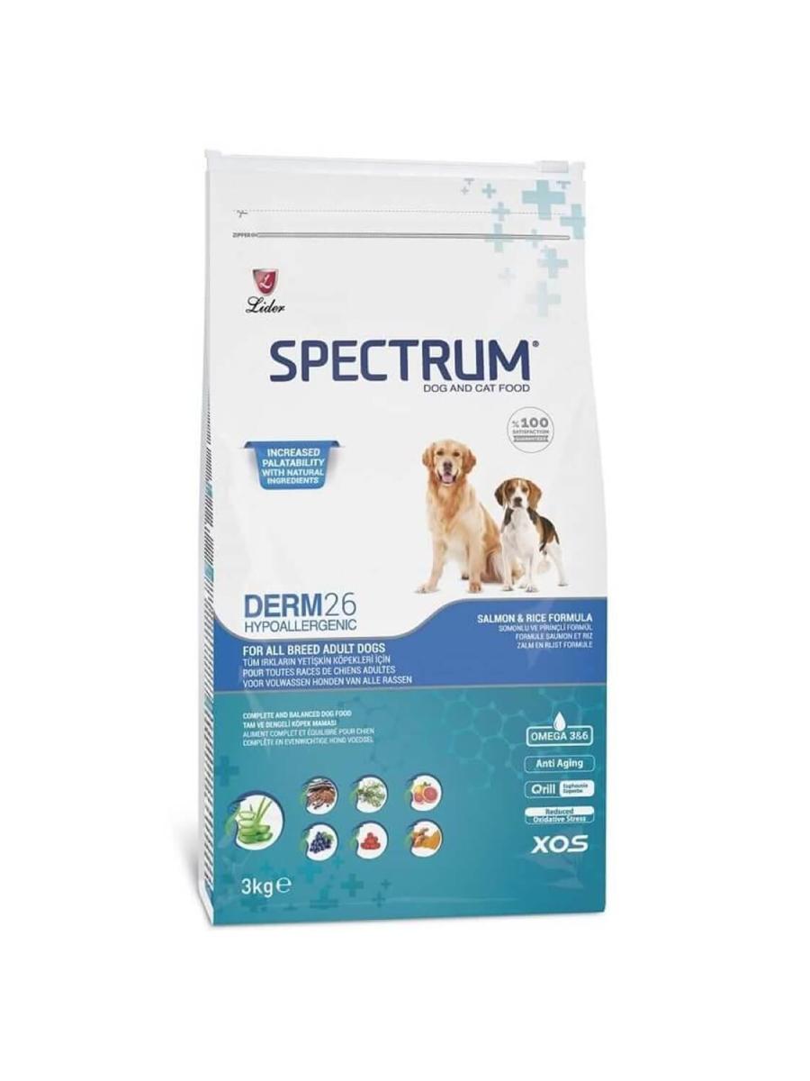Ähli tohumlaryň gipoallergen uly itler üçin iýmit Spectrum Derm 26 - Gyzyl balyk we tüwi 3 kg