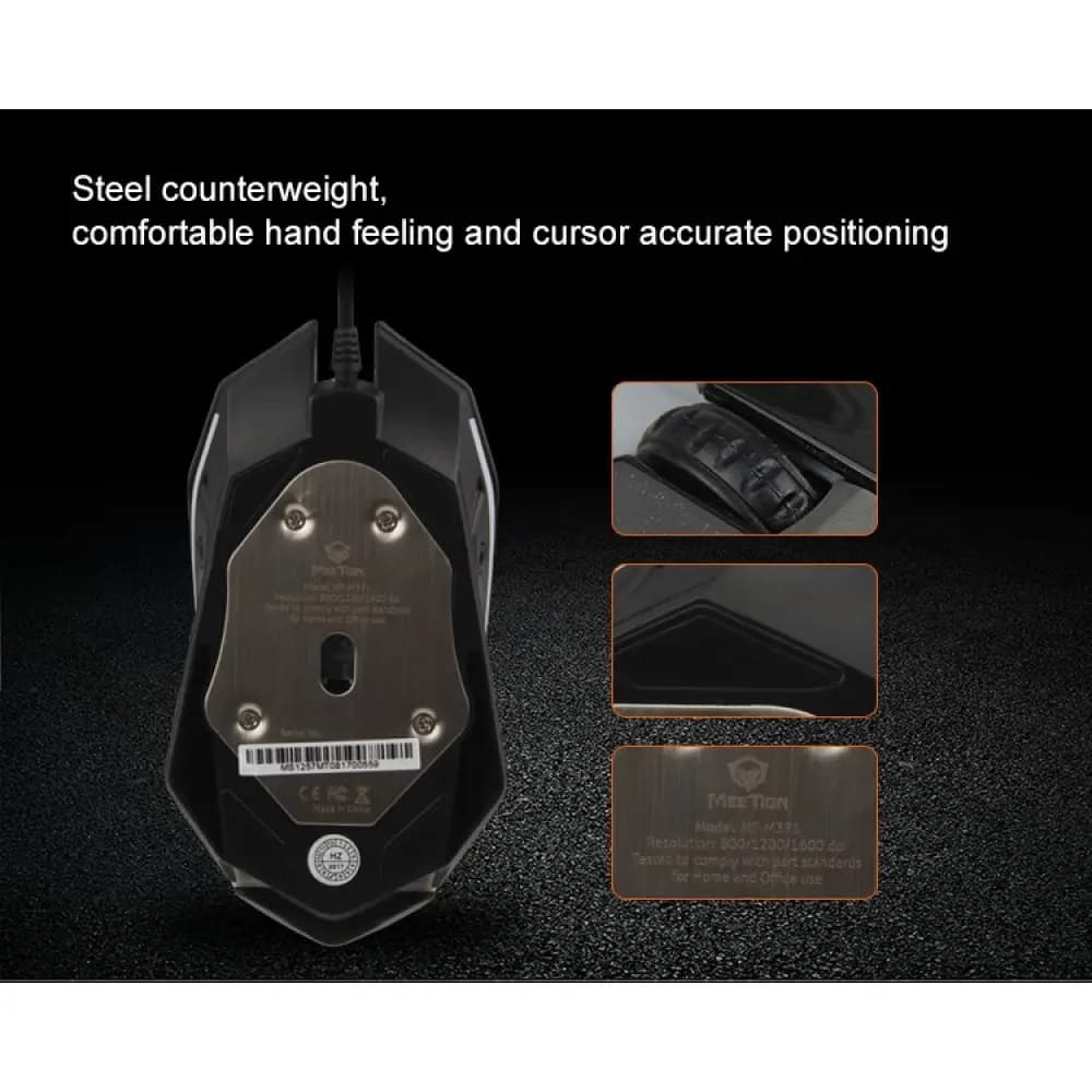 Мышь игровая компьютерная MEETION MT-M371 Black c RGB подсветкой