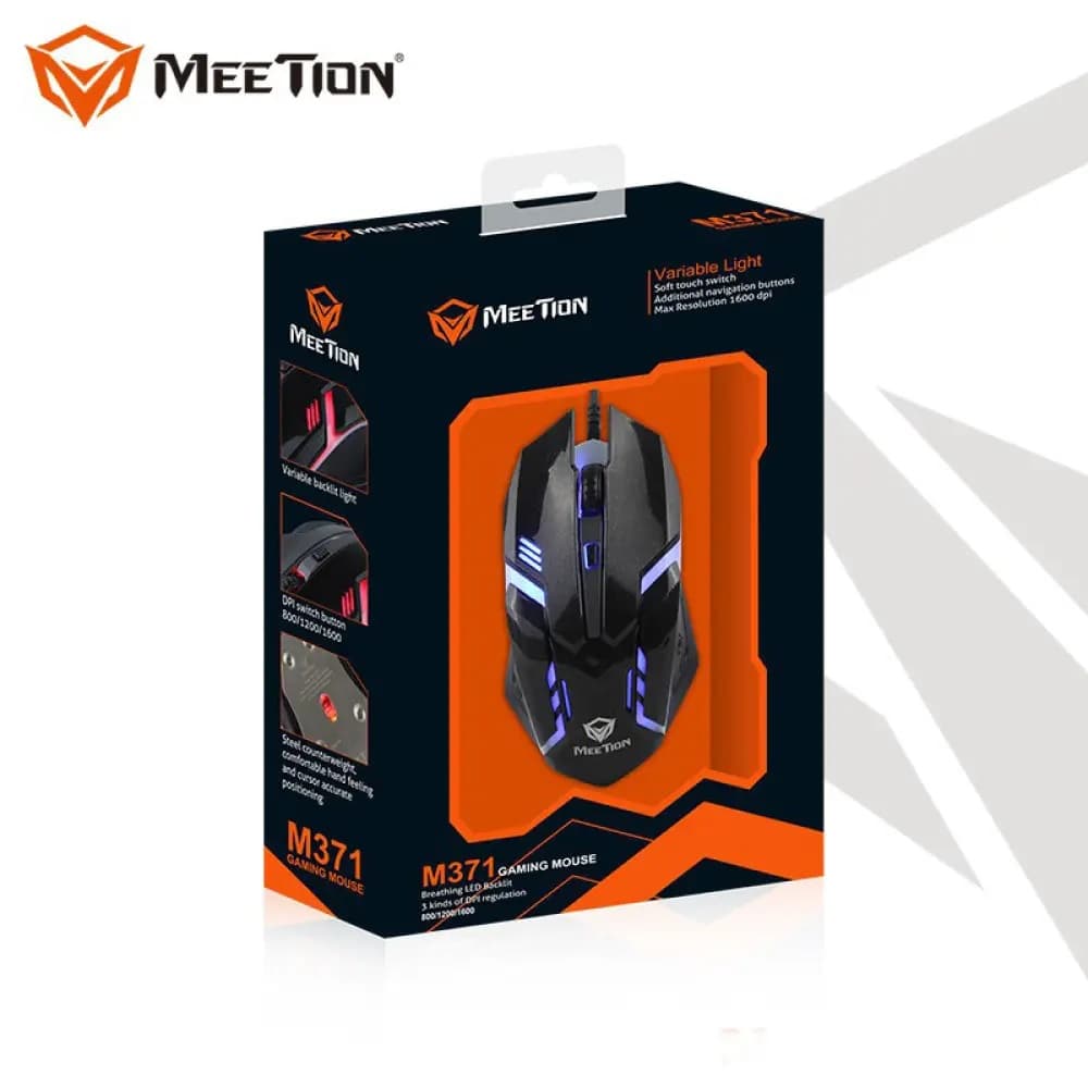 Мышь игровая компьютерная MEETION MT-M371 Black c RGB подсветкой