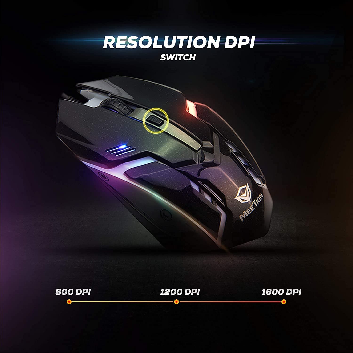 Мышь игровая компьютерная MEETION MT-M371 Black c RGB подсветкой