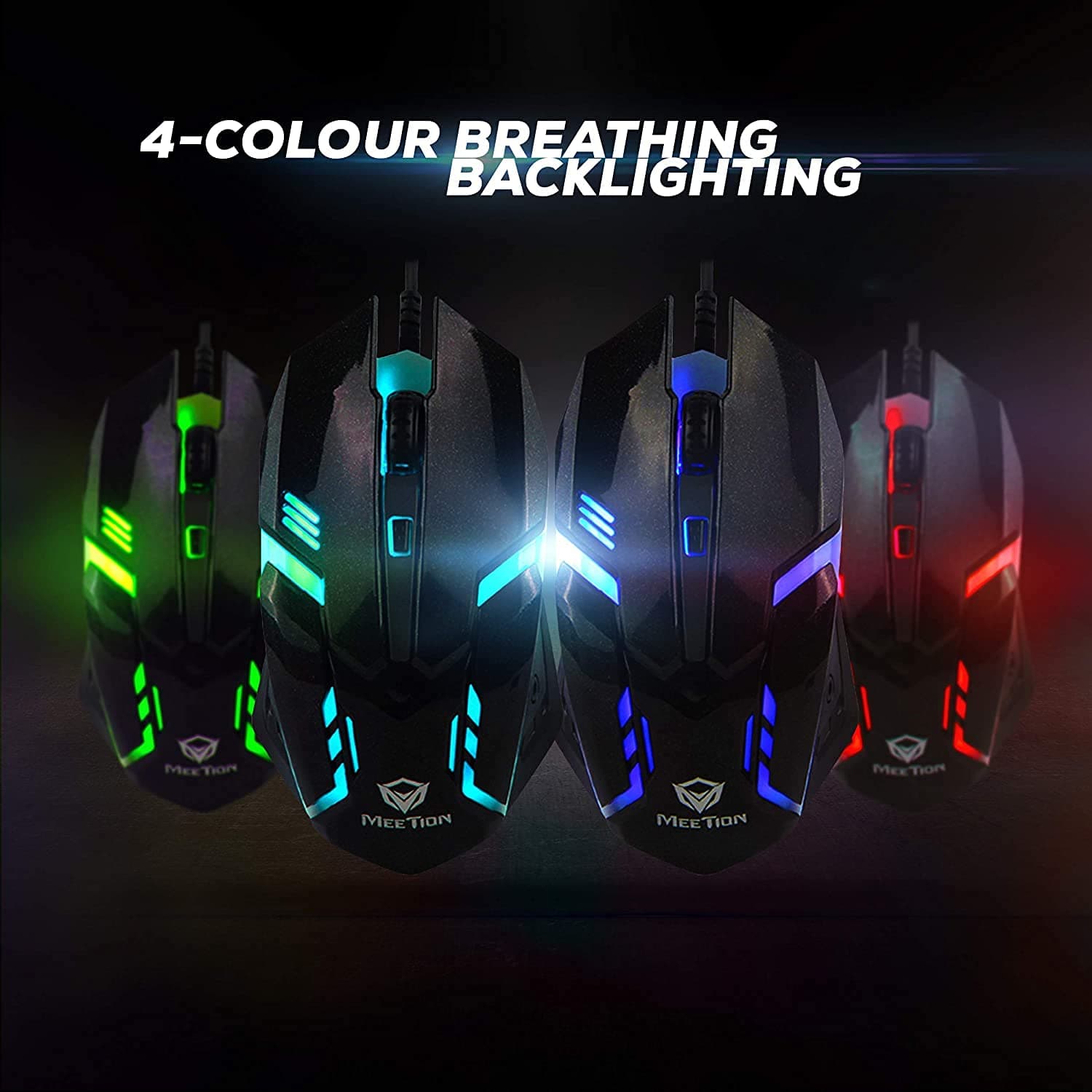 Мышь игровая компьютерная MEETION MT-M371 Black c RGB подсветкой