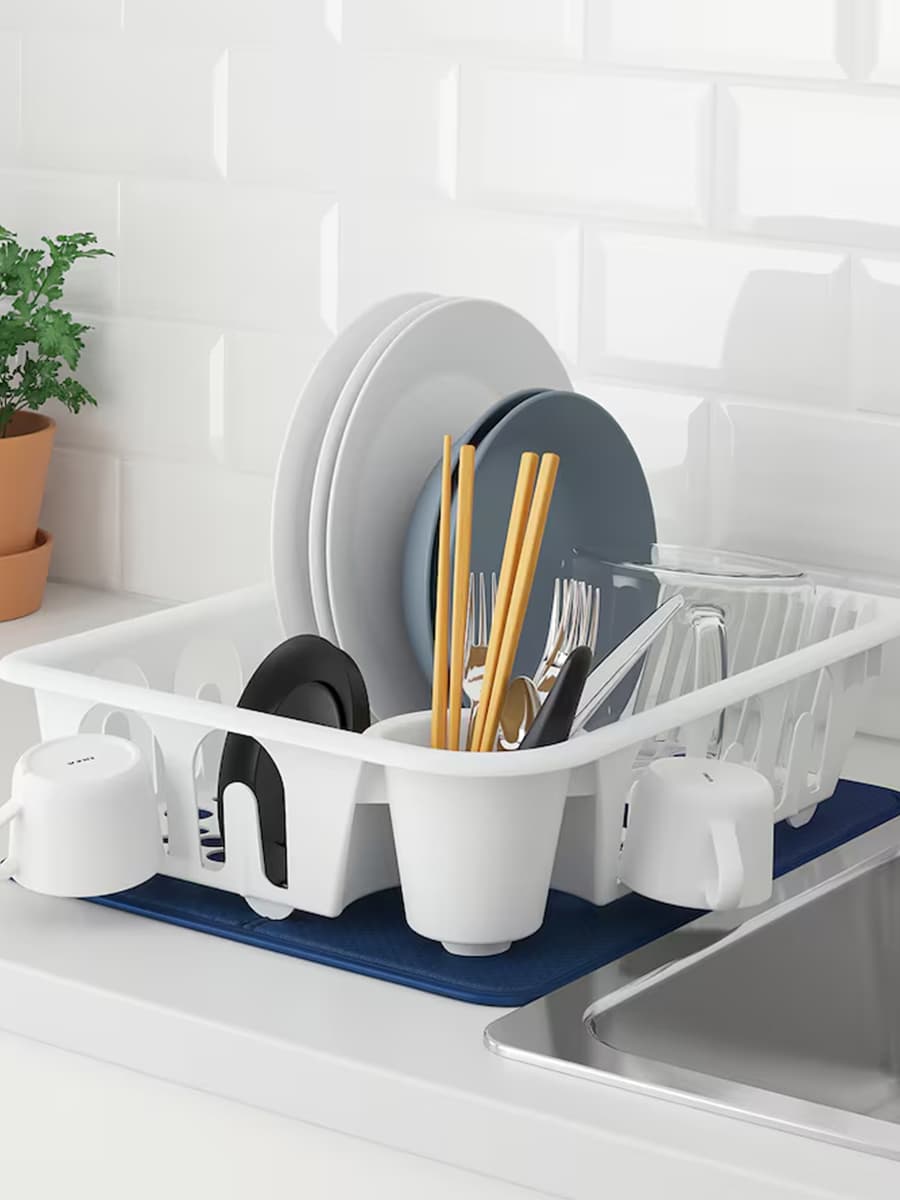 Коврик для сушки посуды IKEA NYSKÖLJD Темно-синий 44x36 см