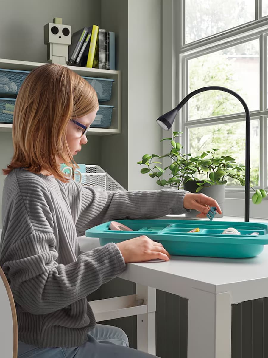 Лоток IKEA TROFAST для хранения с отделениями, бирюзовый, 42x30x5 см