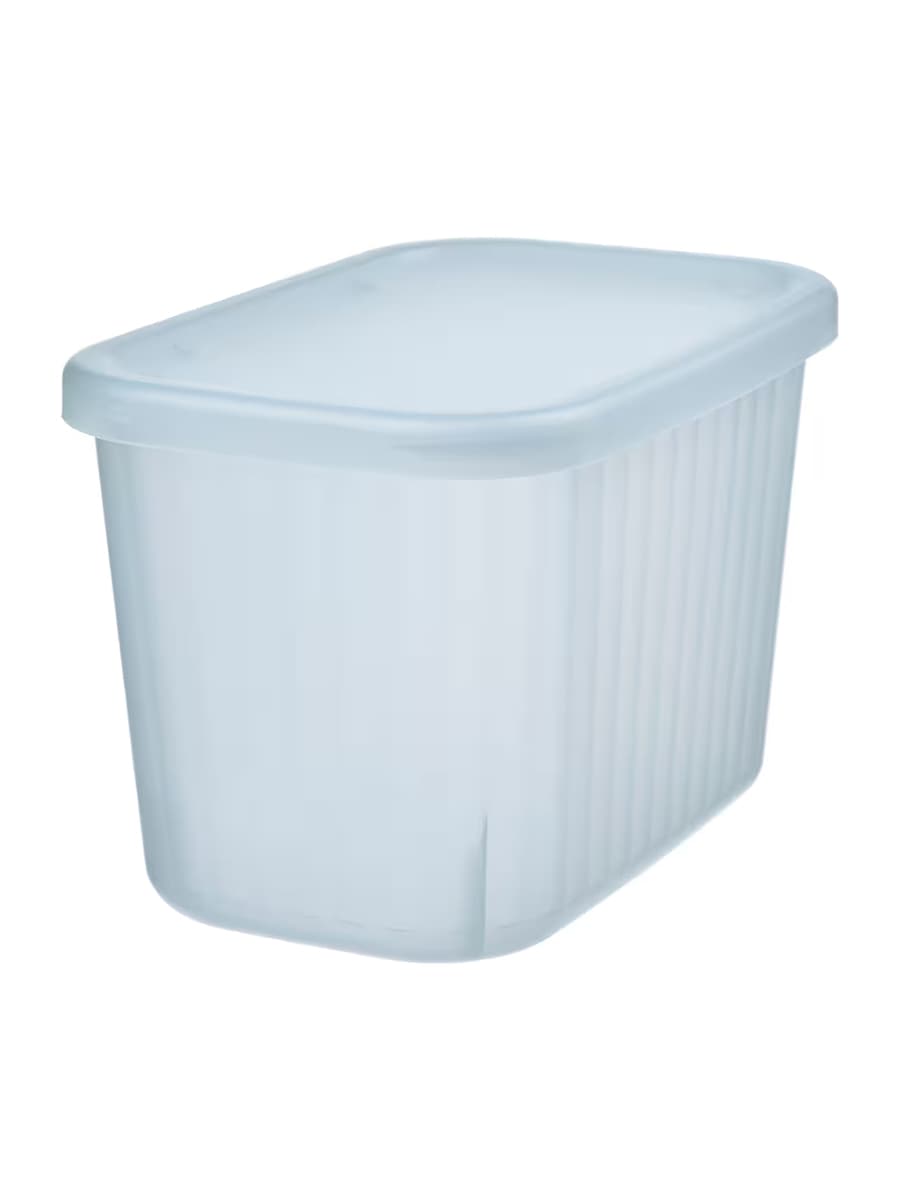 Ящик для хранения с крышкой IKEA RYKTA прозрачный серо-синий, 12x18x12 см, 1.5л