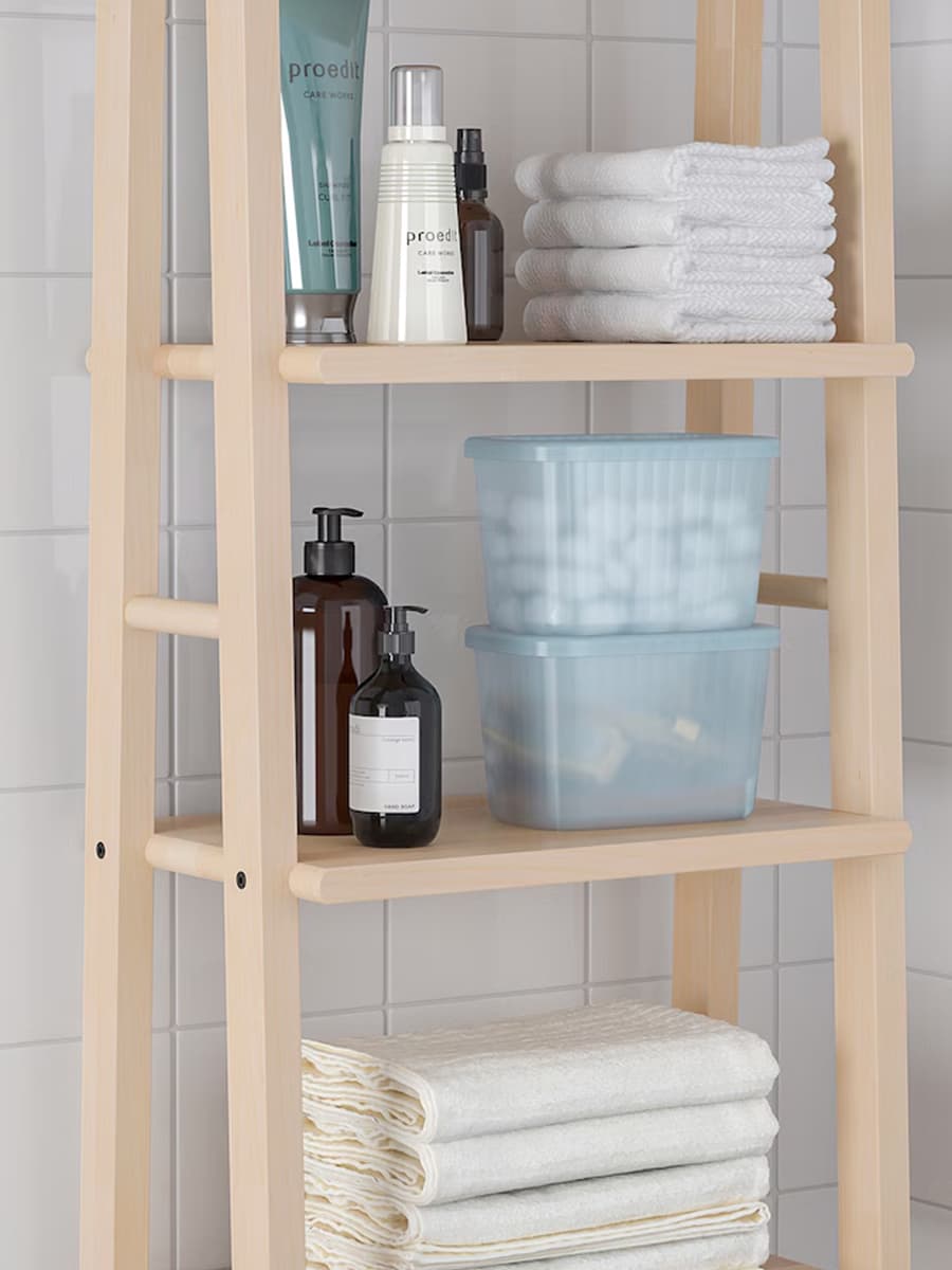 Ящик для хранения с крышкой IKEA RYKTA прозрачный серо-синий, 12x18x12 см, 1.5л