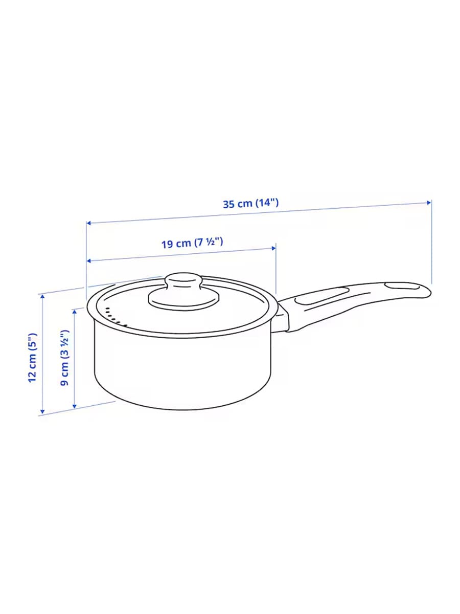 Кастрюля с крышкой IKEA HEMLAGAD черная 2 l