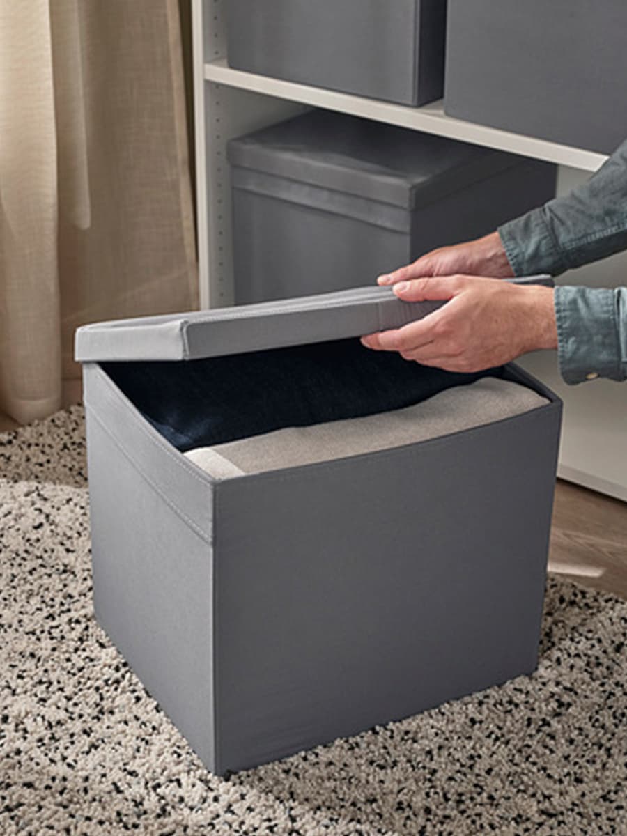 Крышка IKEA DRÖNA темно-серый текстиль 39х34 см
