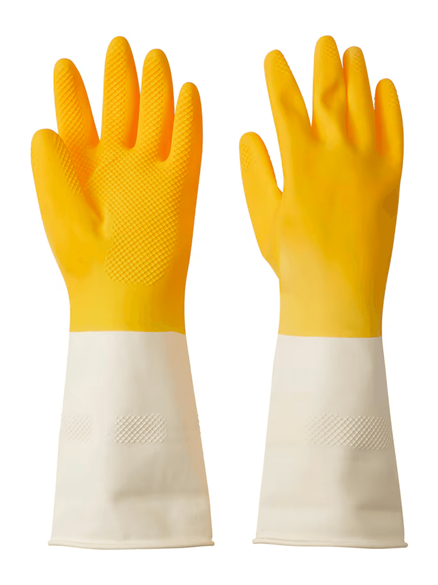 Перчатки для чистки IKEA RINNIG ярко-желтые/белые