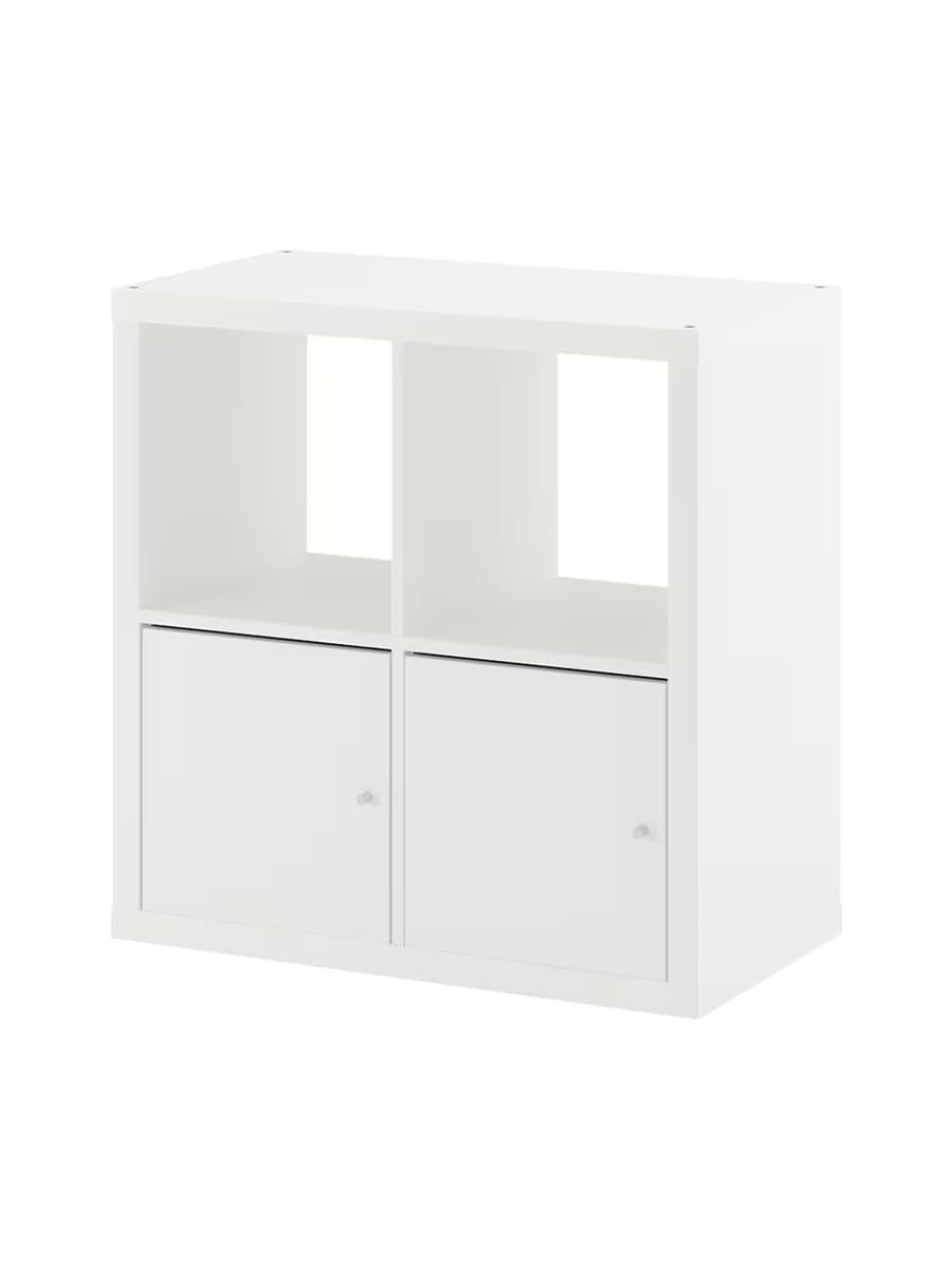 Стеллаж с дверцами IKEA KALLAX белый 77х77 см