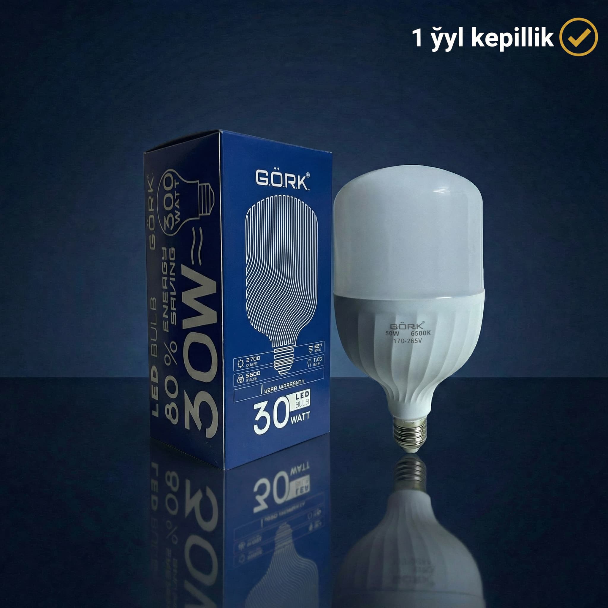 Светодиодная лампа G.Ö.R.K. 30w_t100_e27_6500k_matte