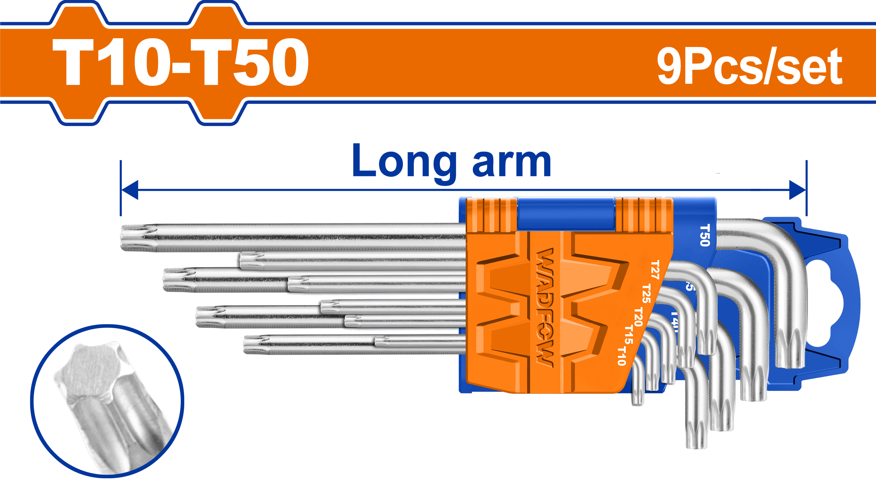 Набор шестигранников Torx 9шт расстояние  WHK3291