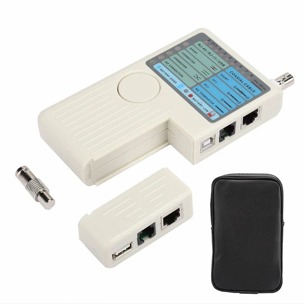 Универсальный кабельный тестер 4-в-1 (RJ45, RJ11, USB, BNC)