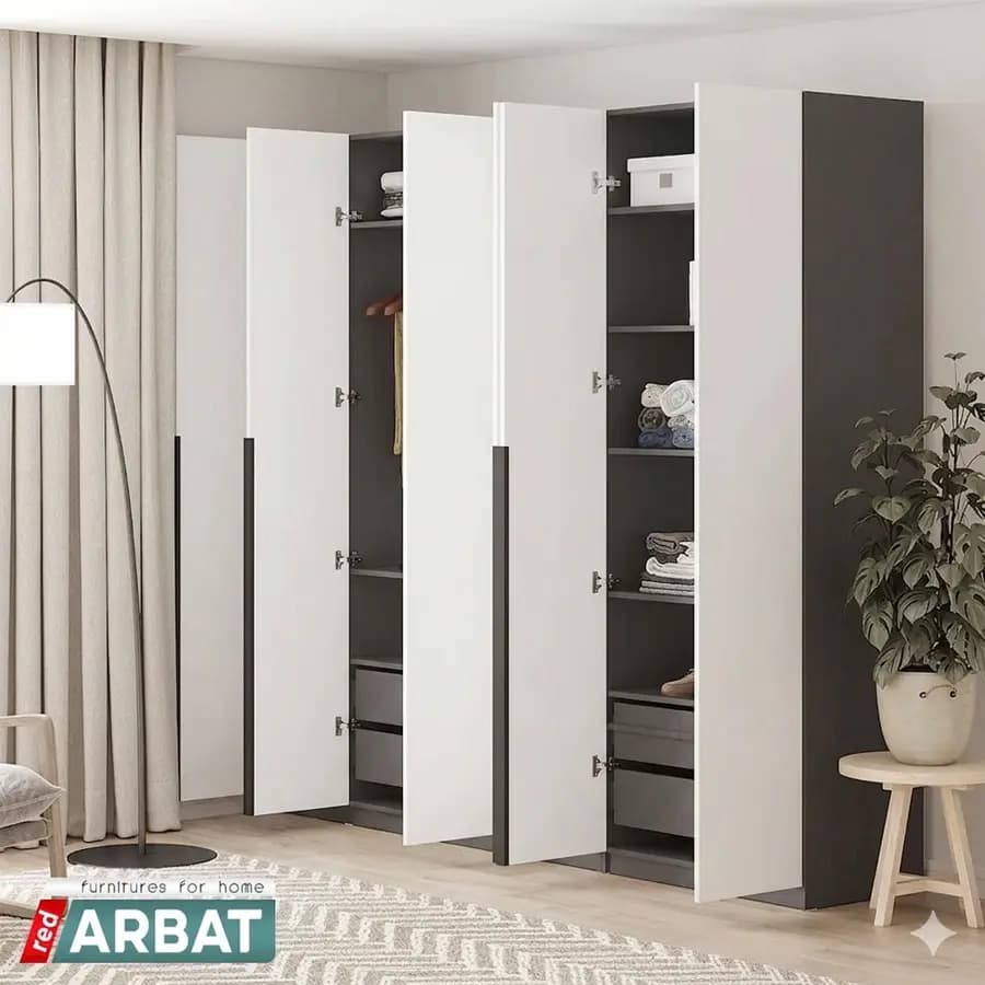 Распашной шкаф Арно Антрацит Белый 6 двери