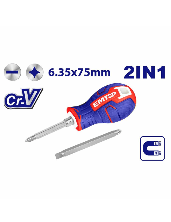 Отвертка с насадкой 2in1 6.35*75mm