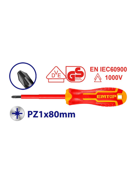 Отвертка 1000V Cr-V (+) PZ1*80mm
