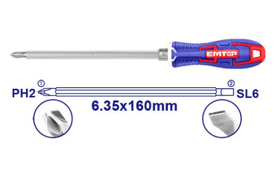 Отвертка с насадкой 160mm 2in1