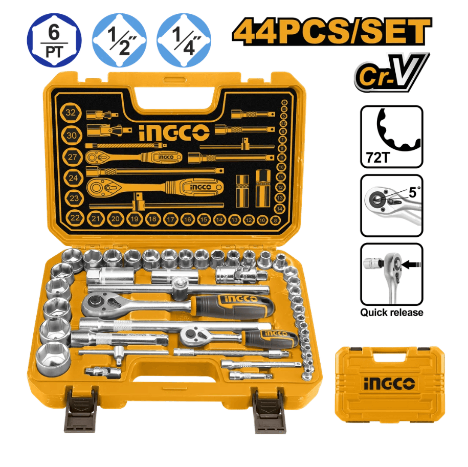 Набор головок 1/4"+1/2" с трещоткой 44шт HKTS42441