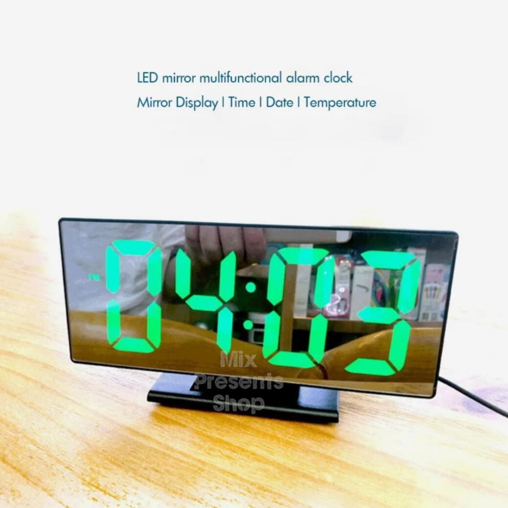 Электронные часы зеркальные LED - будильник (дата, температура)