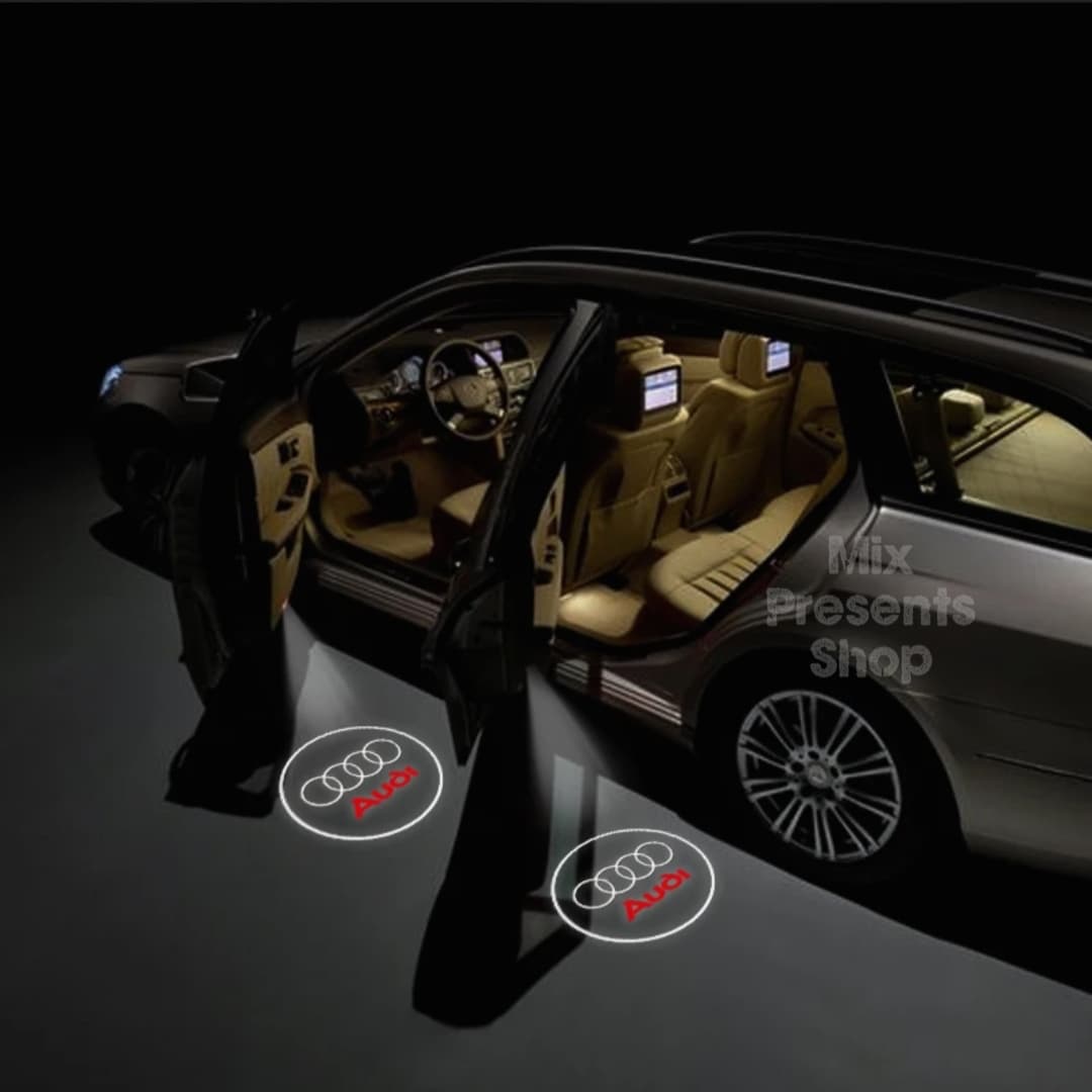 Проекция логотипа авто на двери "Audi" беспроводная (2шт)