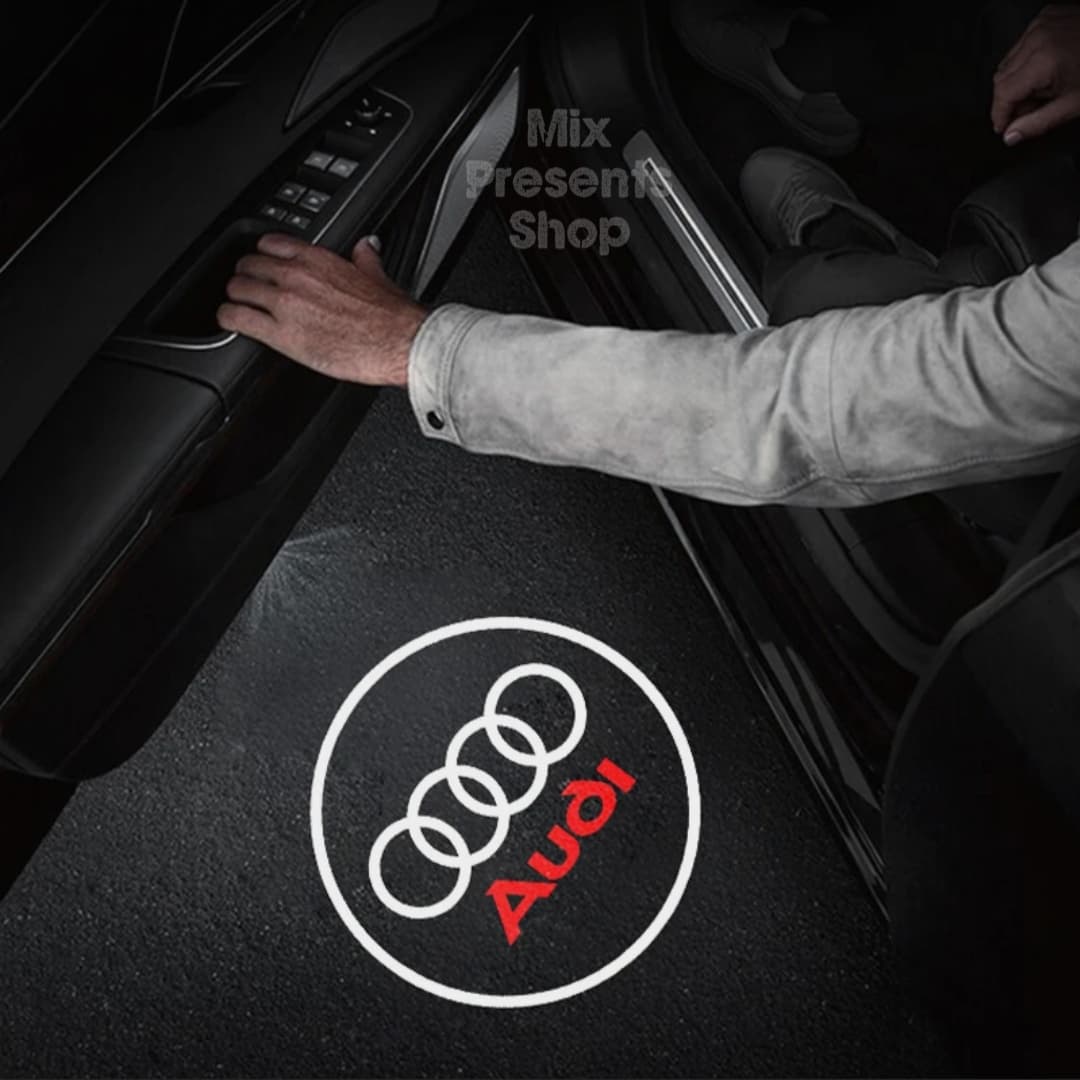 Проекция логотипа авто на двери "Audi" беспроводная (2шт)