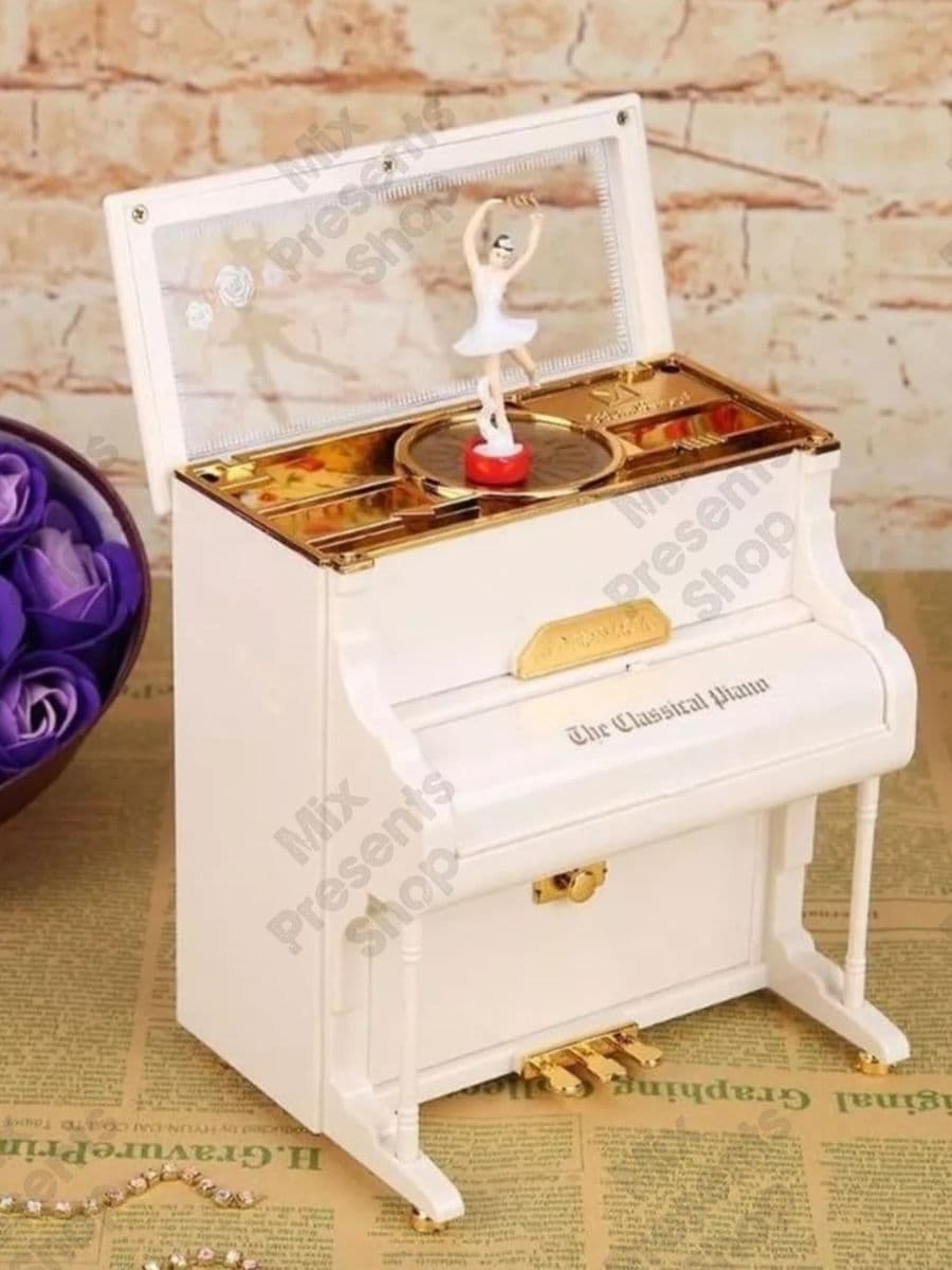 Шкатулка музыкальная "Piano" для украшений с балериной