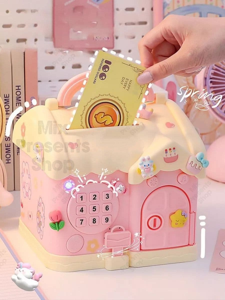 Сейф - копилка "Домик" Diy House Pink