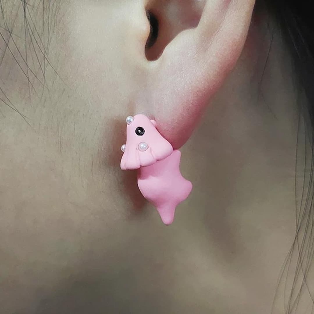 Серьги Розовый динозавр
