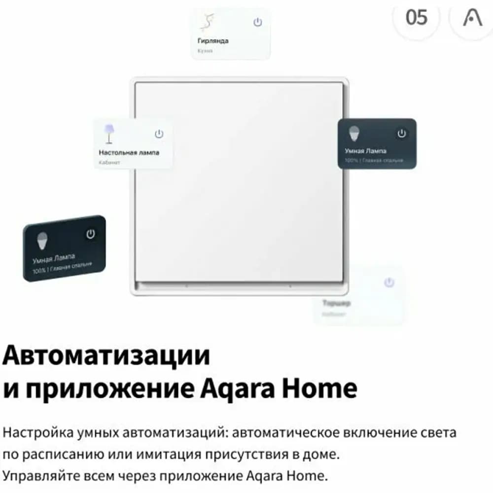 Умный выключатель Aqara настенный E1 (с нейтралью, 2 клавиши), модель QBKG41LM