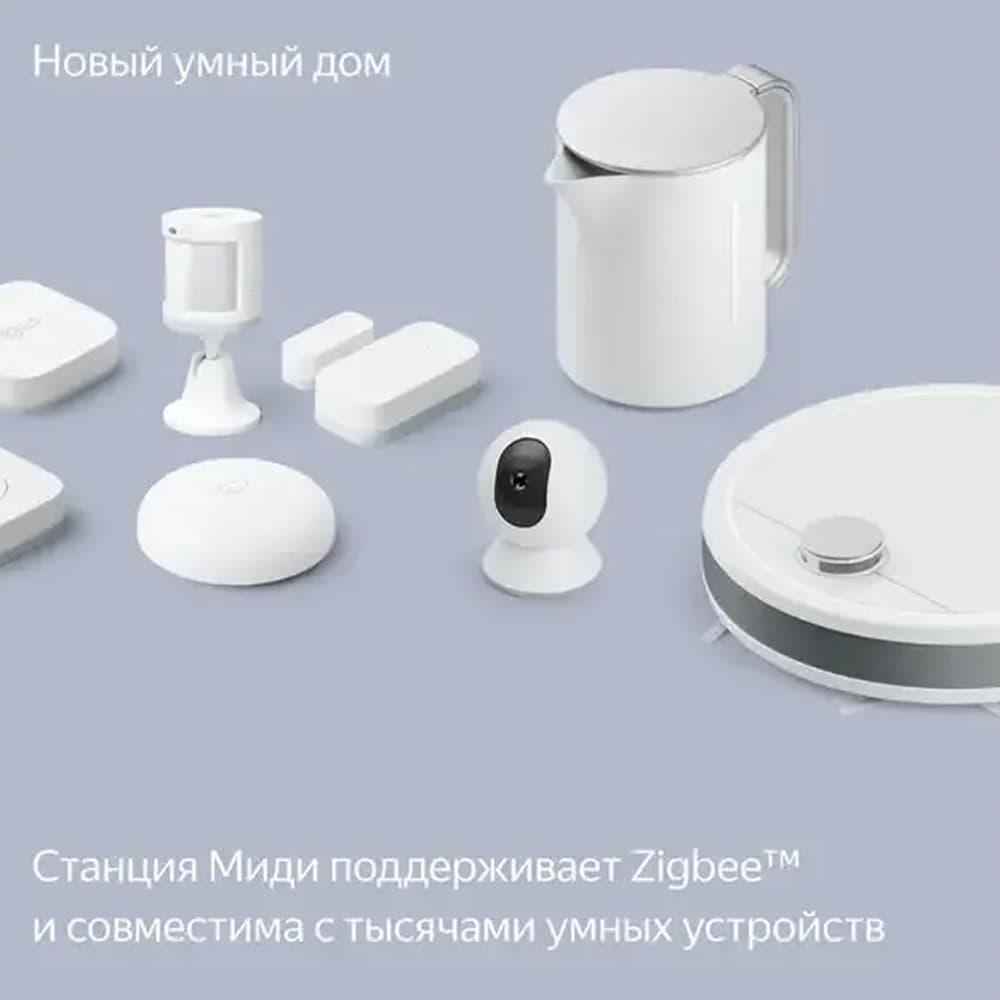 Умная колонка Яндекс Станция Миди с Алисой, с Zigbee, малиновый