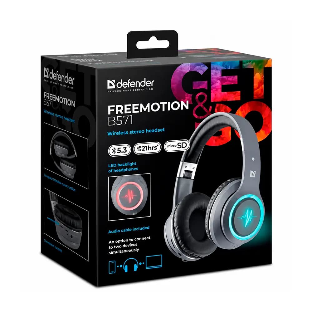 Беспроводные наушники Defender FreeMotion B571, серый, Bluetooth