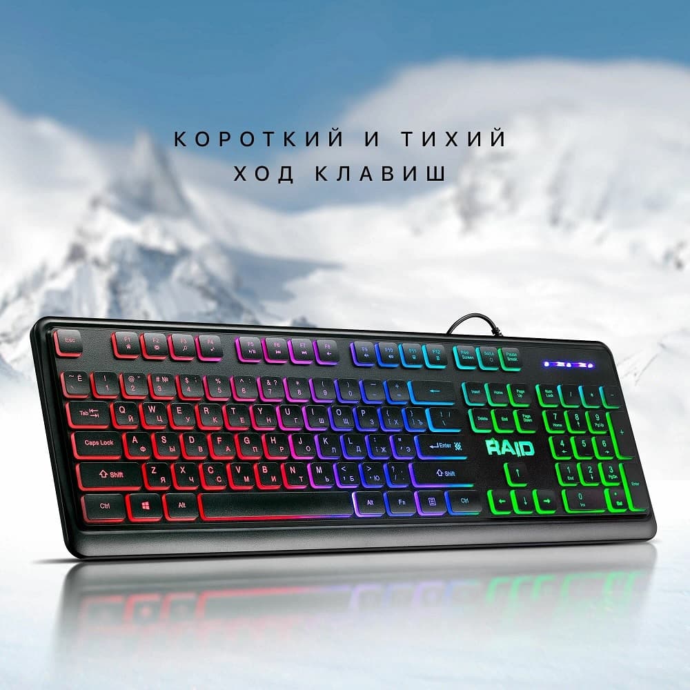 Игровая клавиатура для компьютера Defender Raid 778DL, Rainbow (Eng+Rus) мембранная