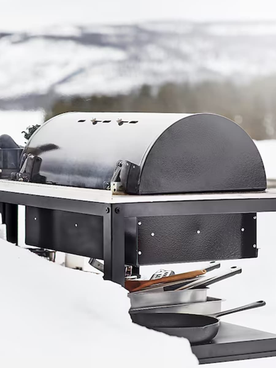 Угольный гриль IKEA GRILLSKÄR черный/нержавеющая сталь для сада 86x61 см