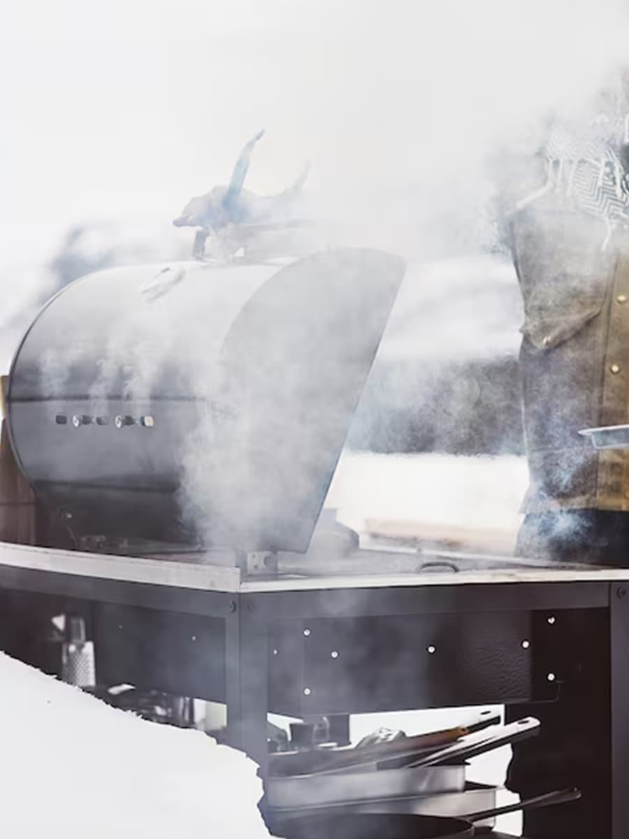 Угольный гриль IKEA GRILLSKÄR черный/нержавеющая сталь для сада 86x61 см