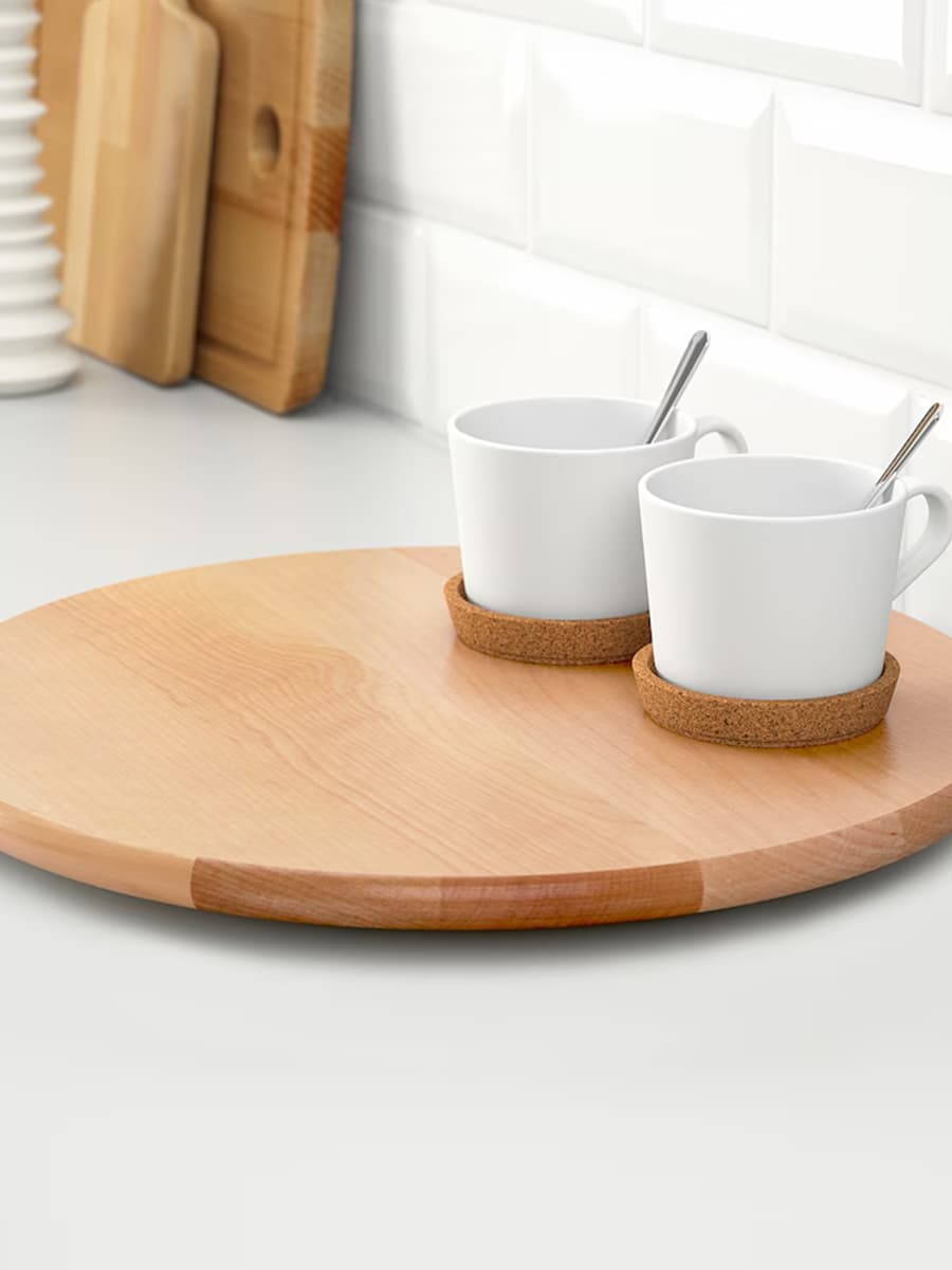 Поднос вращающийся IKEA SNUDDA массив дерева 39 см