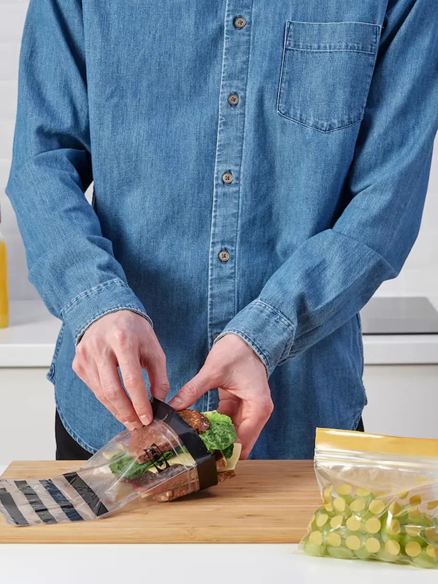 Многоразовый пакет IKEA ISTAD с рисунком/черно-желтый