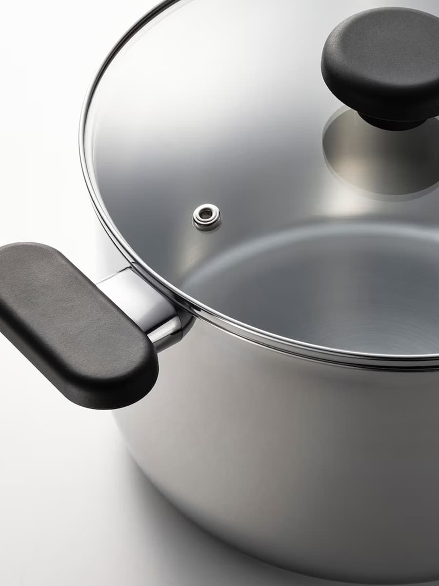 Кастрюля с крышкой IKEA MIDDAGSMAT стекло/нержавеющая сталь 5 л