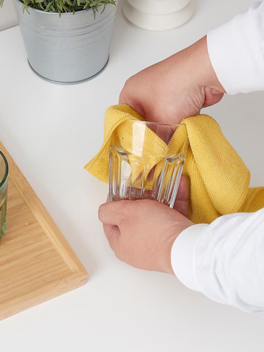 Салфетка из микрофибры IKEA PEPPRIG зеленая, синяя/желтая,28х28 см