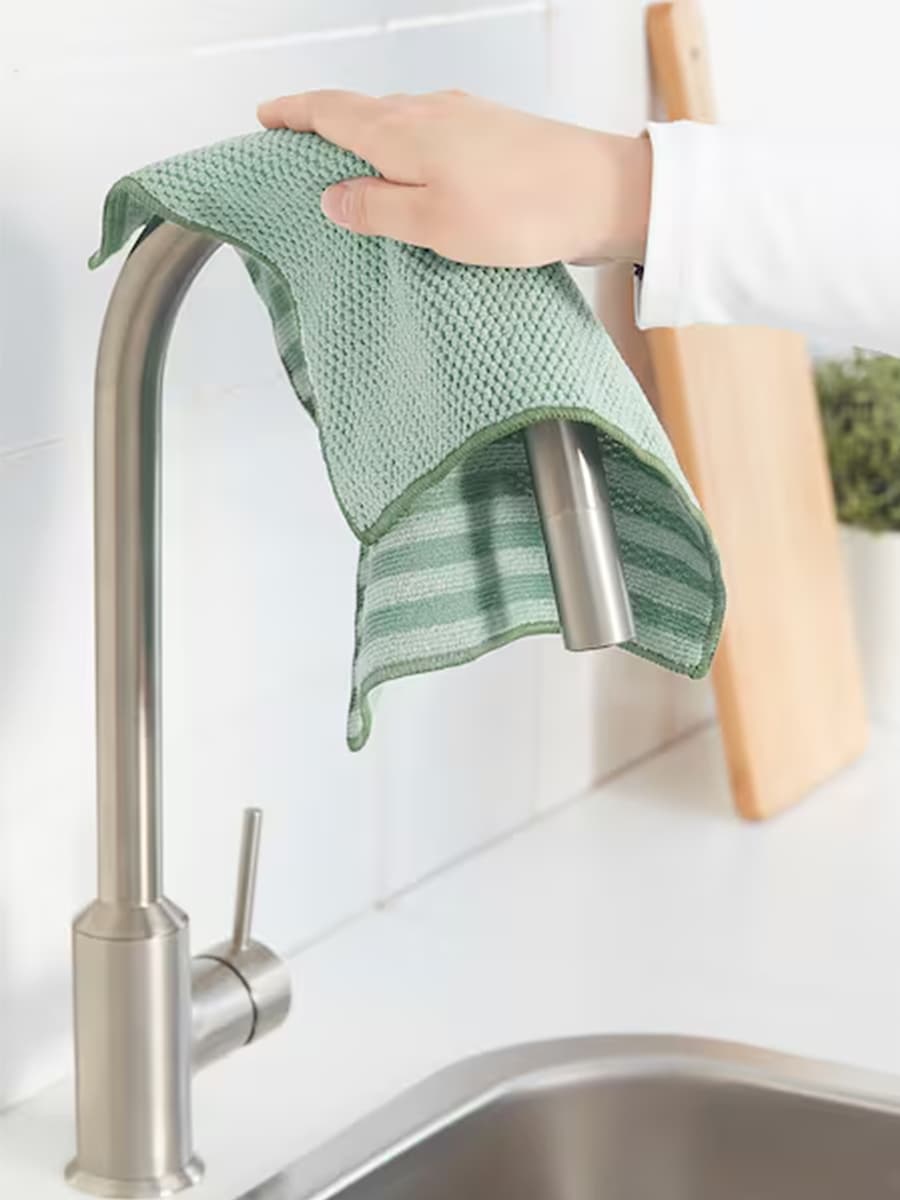 Салфетка из микрофибры IKEA PEPPRIG зеленая, синяя/желтая,28х28 см