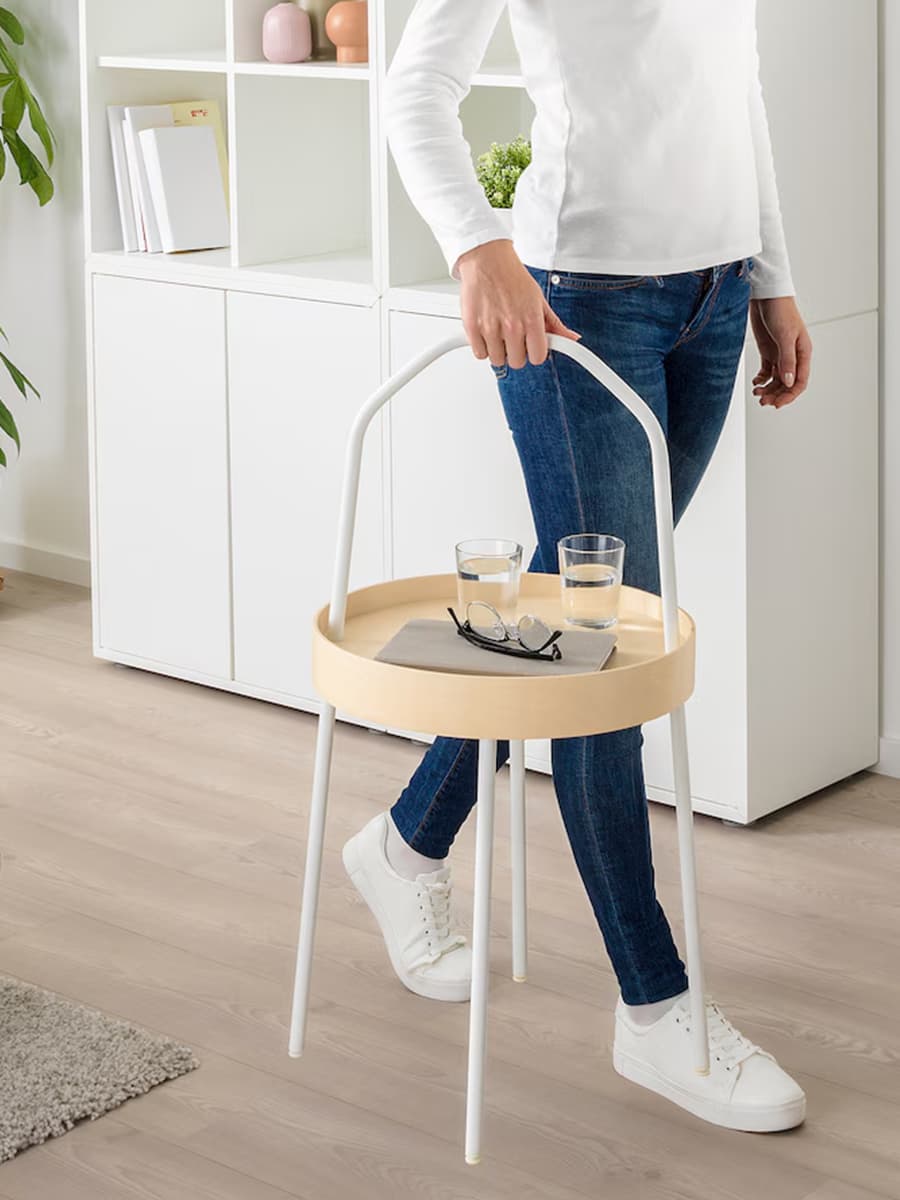 Приставной столик IKEA BURVIK белый 38 см