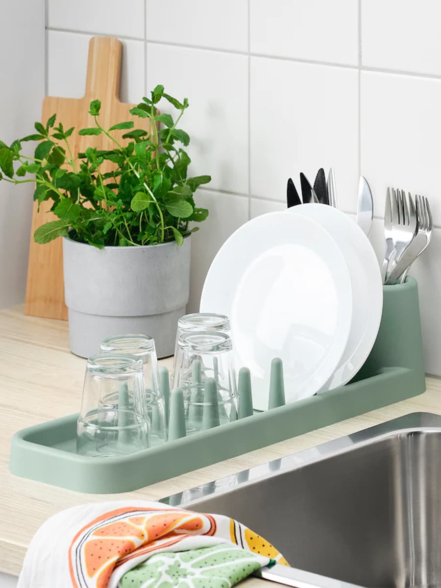 Сушилка для посуды IKEA STÄMLING светло-серо-зеленая, 48 см