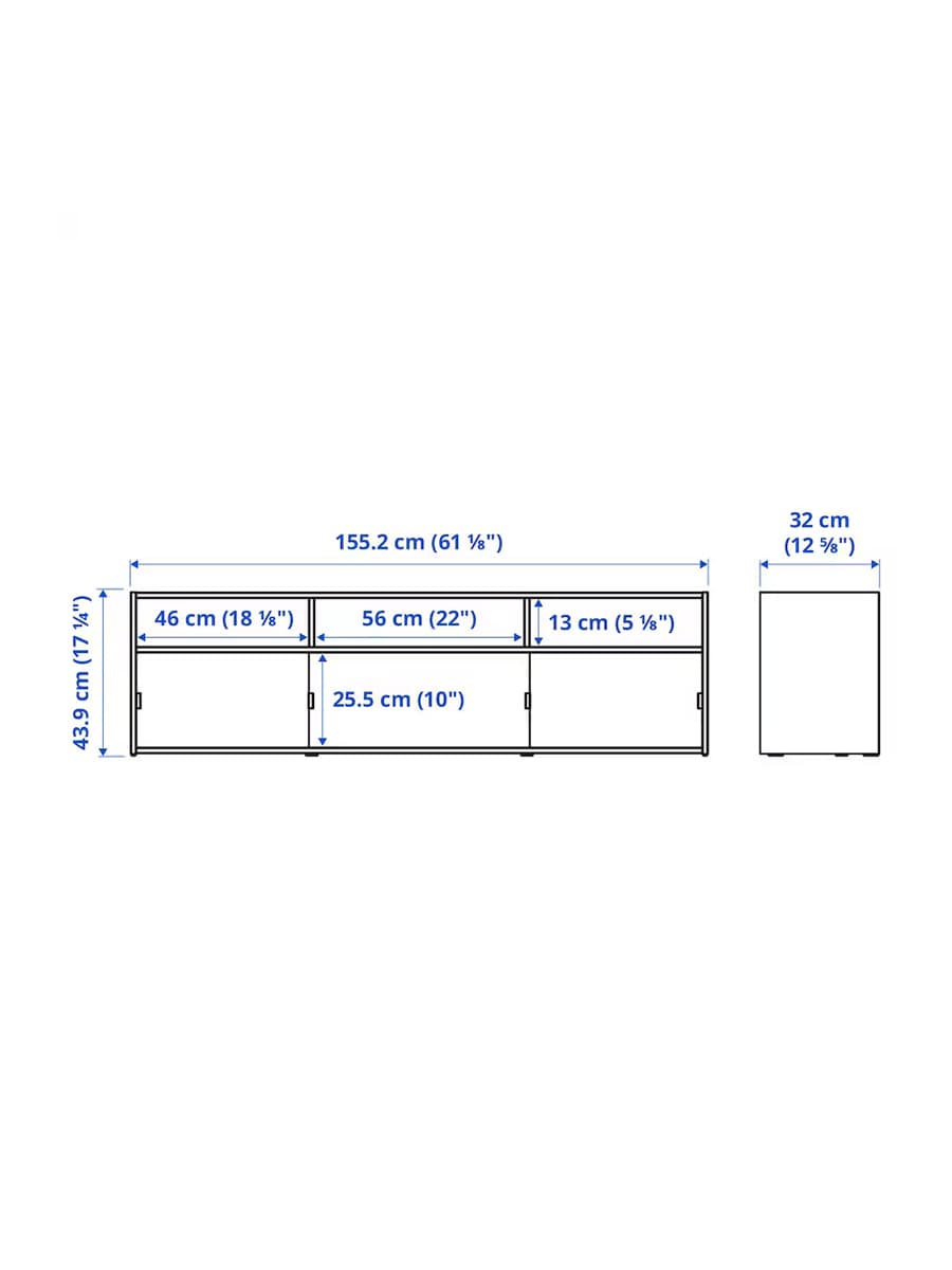 Тумба под ТВ IKEA SPIKSMED светло-серый, 155x32x44 см