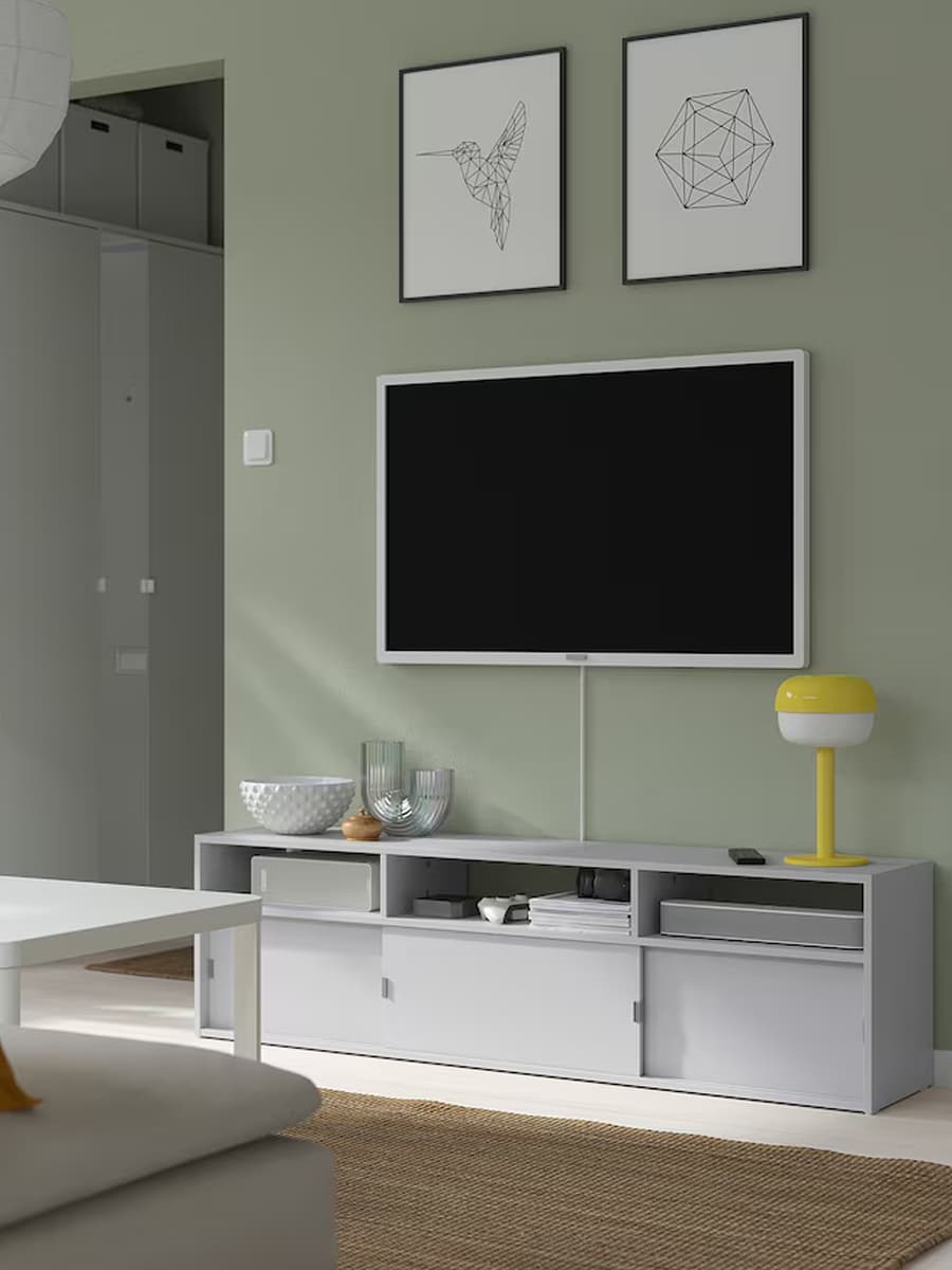 Тумба под ТВ IKEA SPIKSMED светло-серый, 155x32x44 см