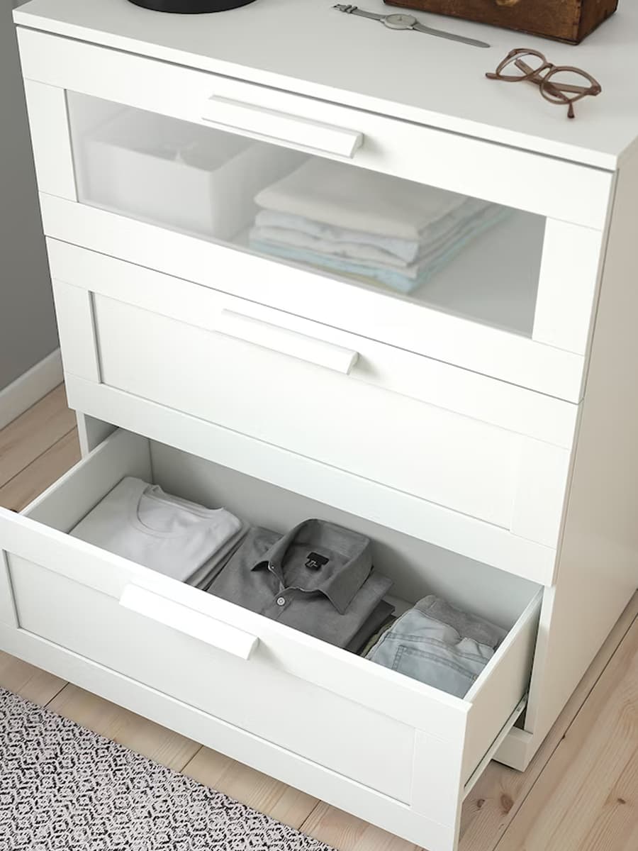 Комод с 3 ящиками IKEA BRIMNES, белый/матовое стекло, 78x95 см