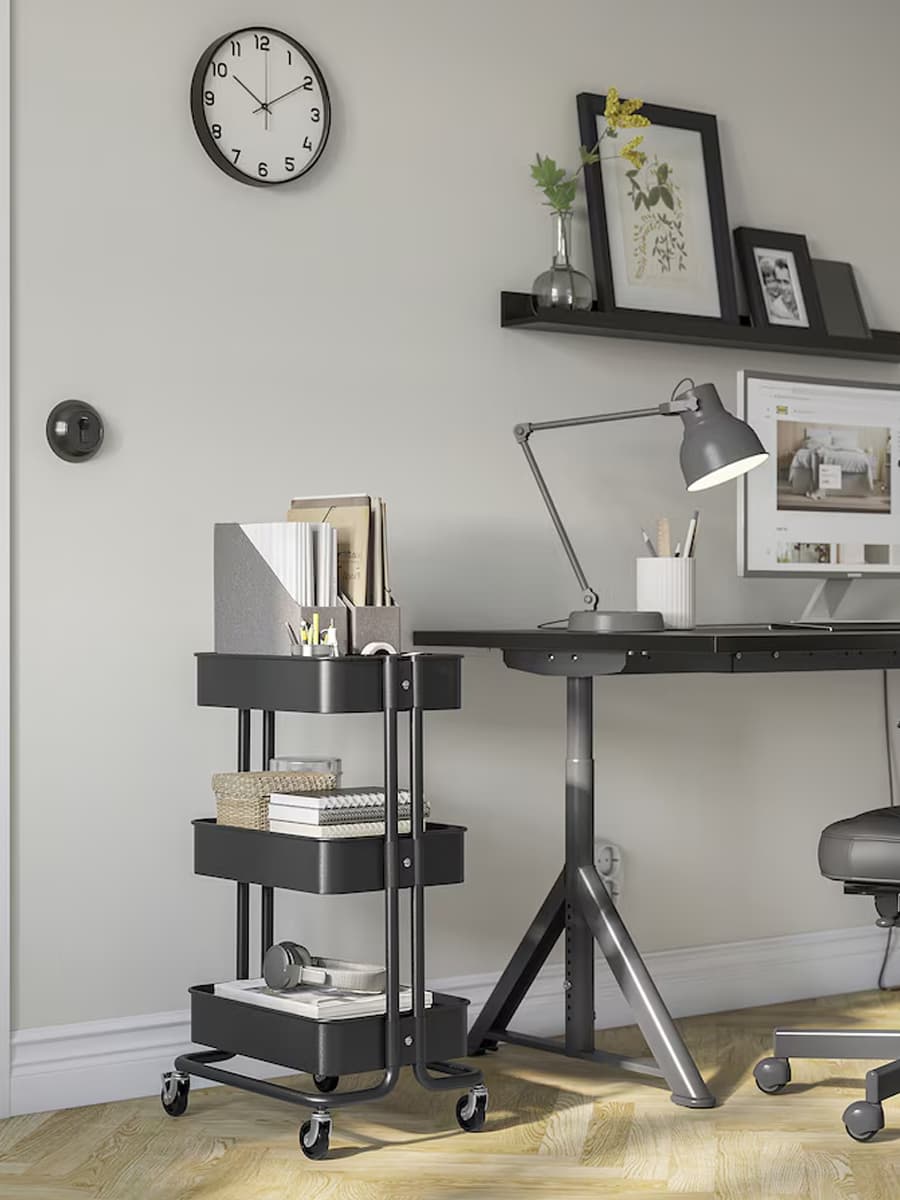 Тележка IKEA RASKOG чёрный 35х45х77 см