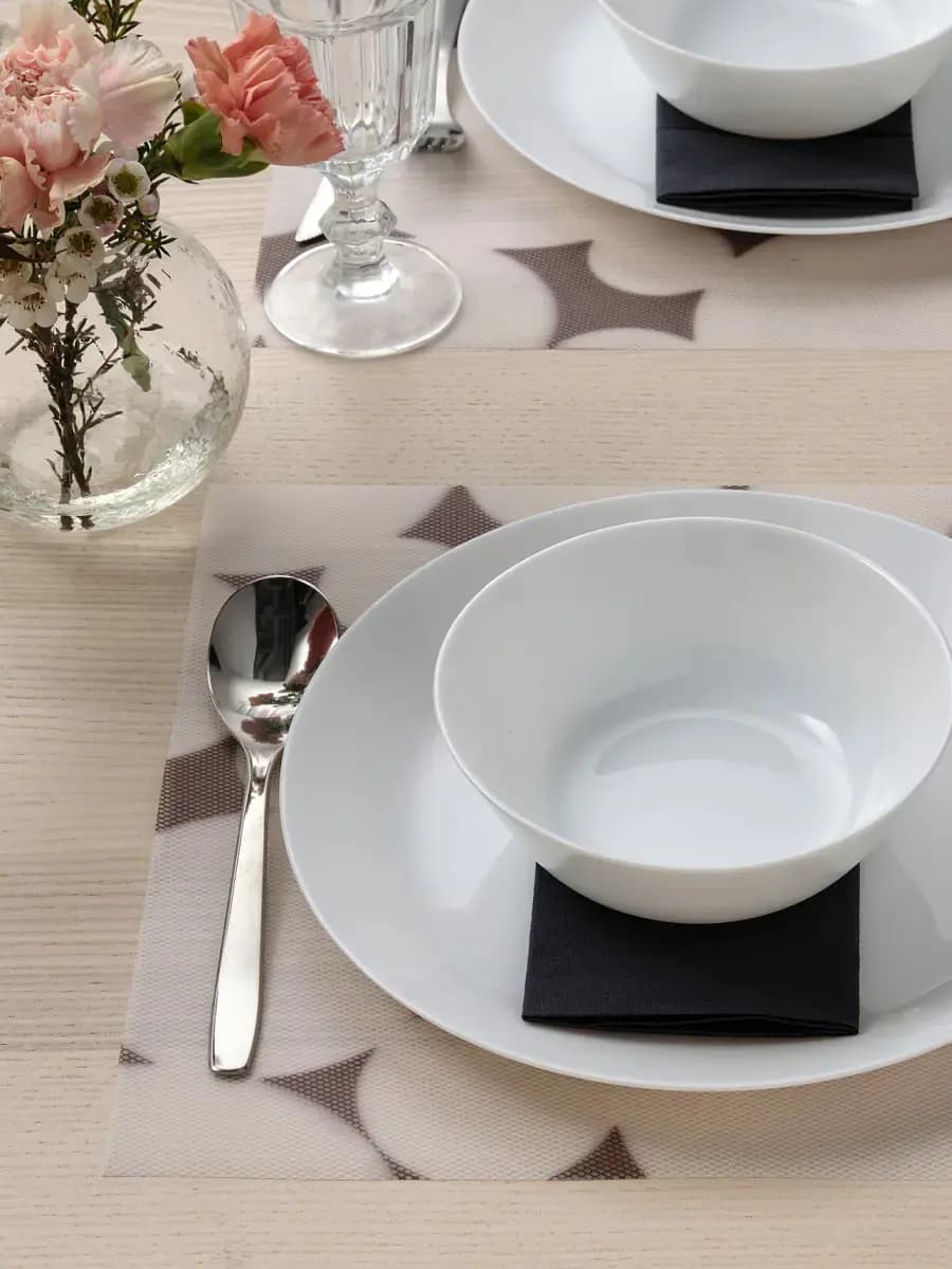 "IKEA VÅRKLYNNE салфетка под тарелку, черно-белая с узором, 36x29 см"